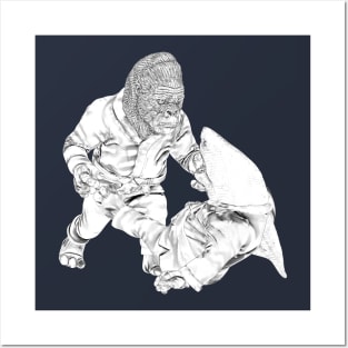 BJJ Gorilla Vs Shark Posters and Art